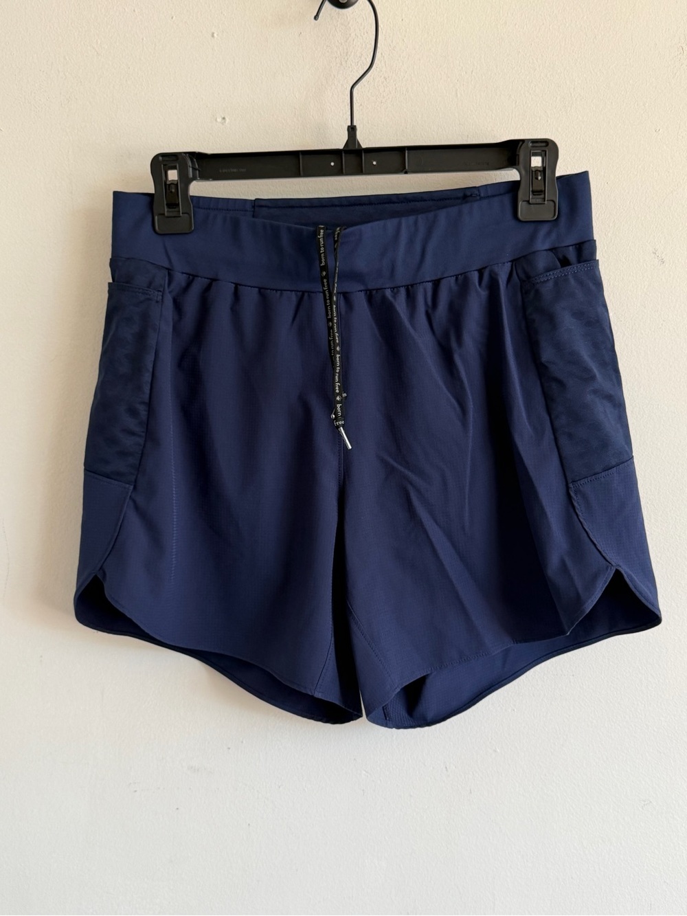Navy Athletic Shorts with Side Pockets and Drawcord